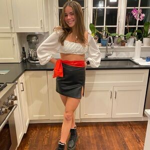 The Rizzo Mini Leather Skirt